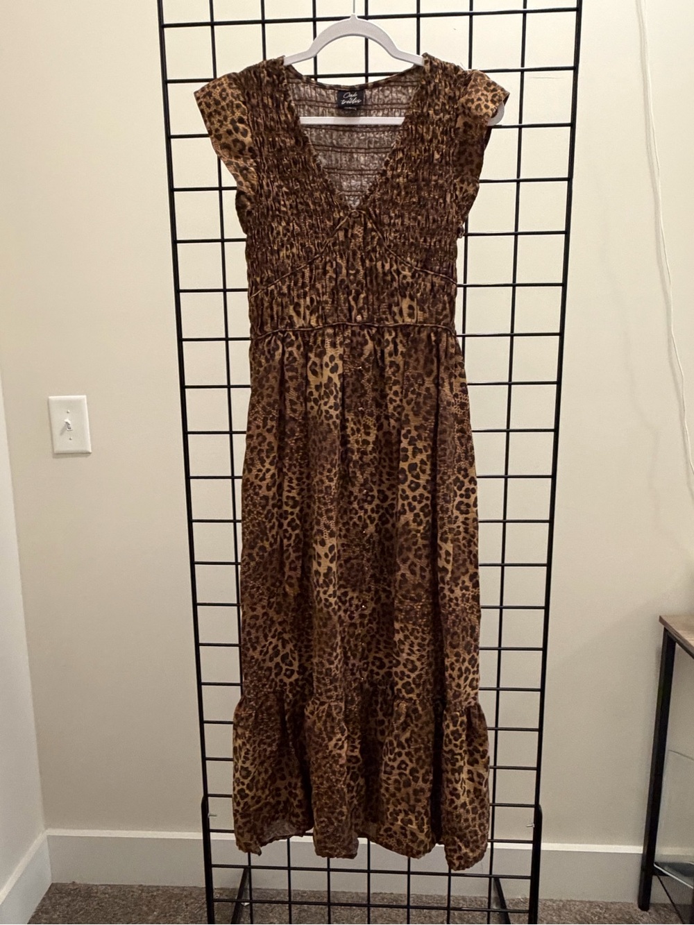 Leopard Print Brown V-Neck Dress